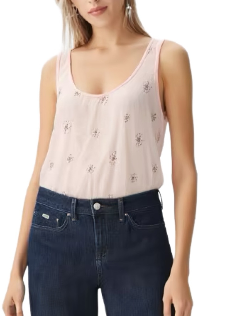 Hollister Y2K Baby Pink Sheer Floral Beaded Camisole Size Small
